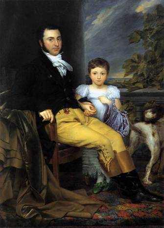 A Gentleman with his daughter 1814 	by Joseph-Denis Odevaere 1775-1830 	 Groeningemuseum Brugge